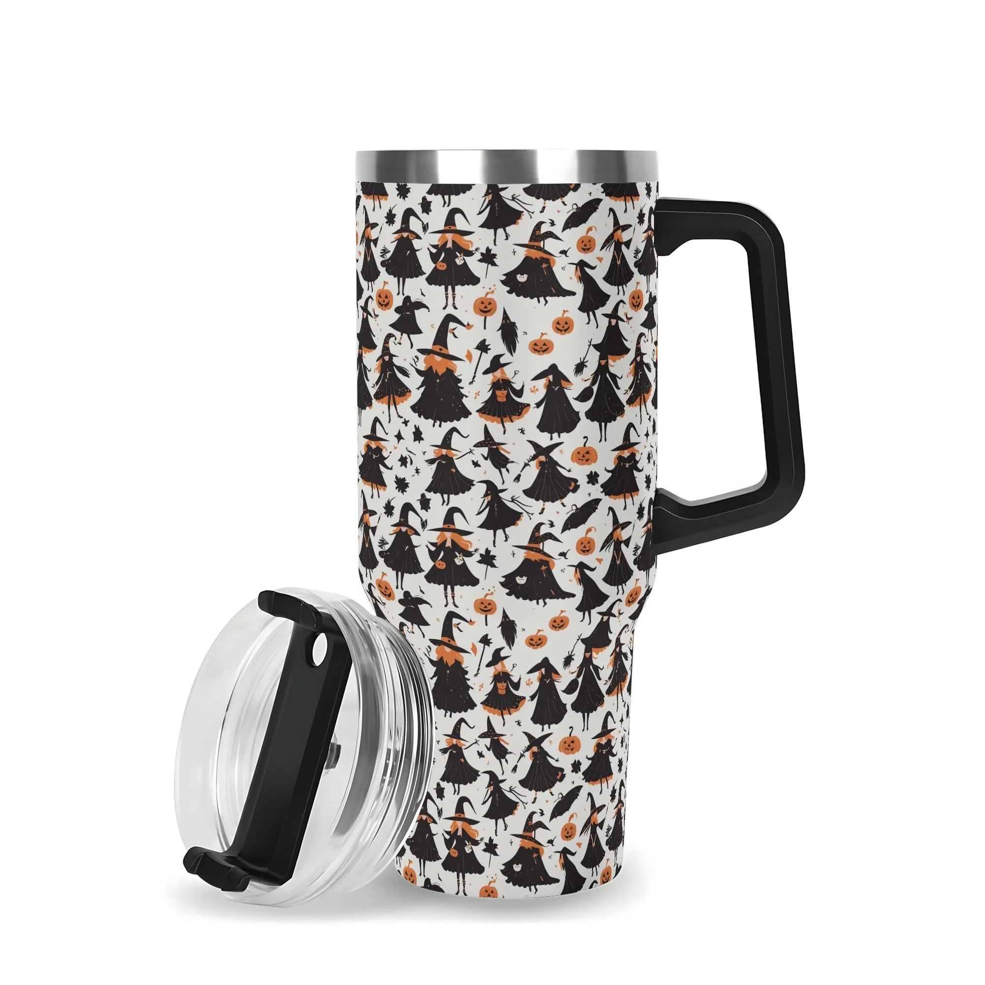 Witches 40oz Stainless Steel Tumbler Gift With Black Handle and Straw